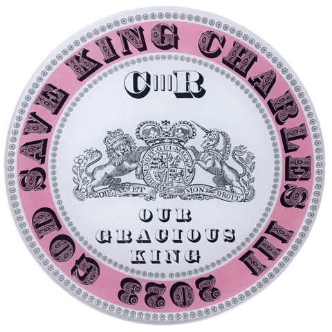 7” 'King Charles III 2023' Commemorative Decoupage Plate - Pink