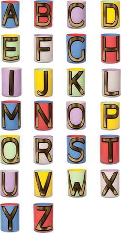 Alphabet Brush Pots - Full Set - Colourway 2
