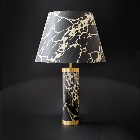 Faux French Antique Marble Glass & Brass Lamp