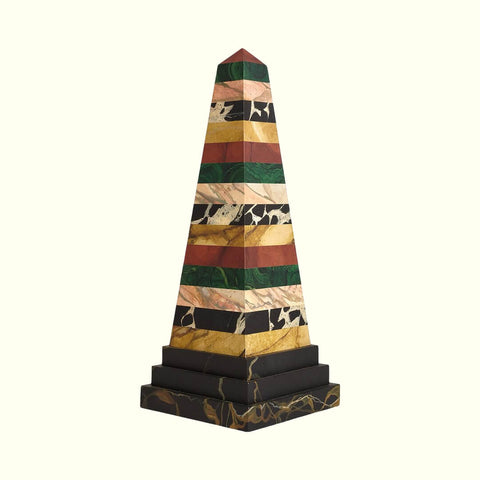 18” Striped Obelisk with Stepped Base