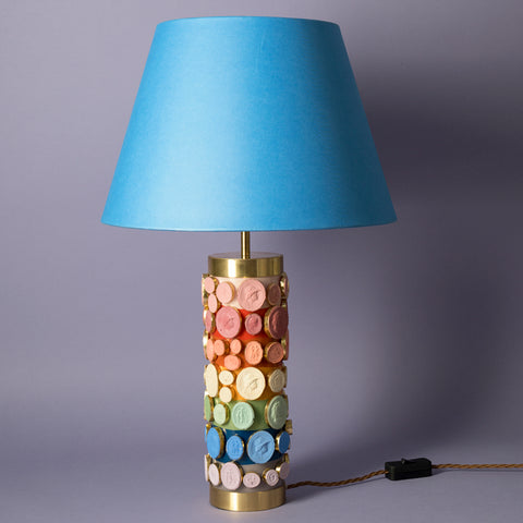 Intaglio Embellished Glass & Brass Lamp