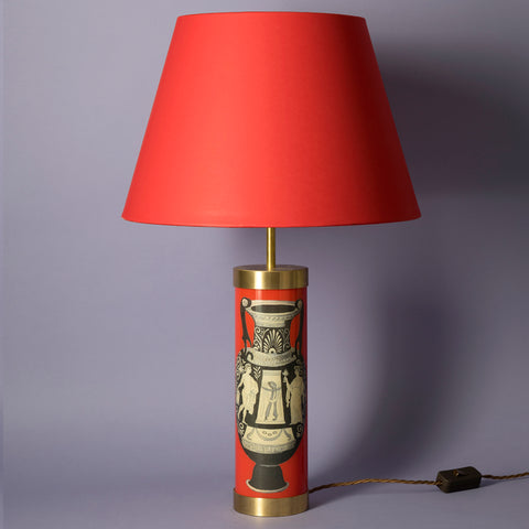 Urn Embellished Glass & Brass Lamp